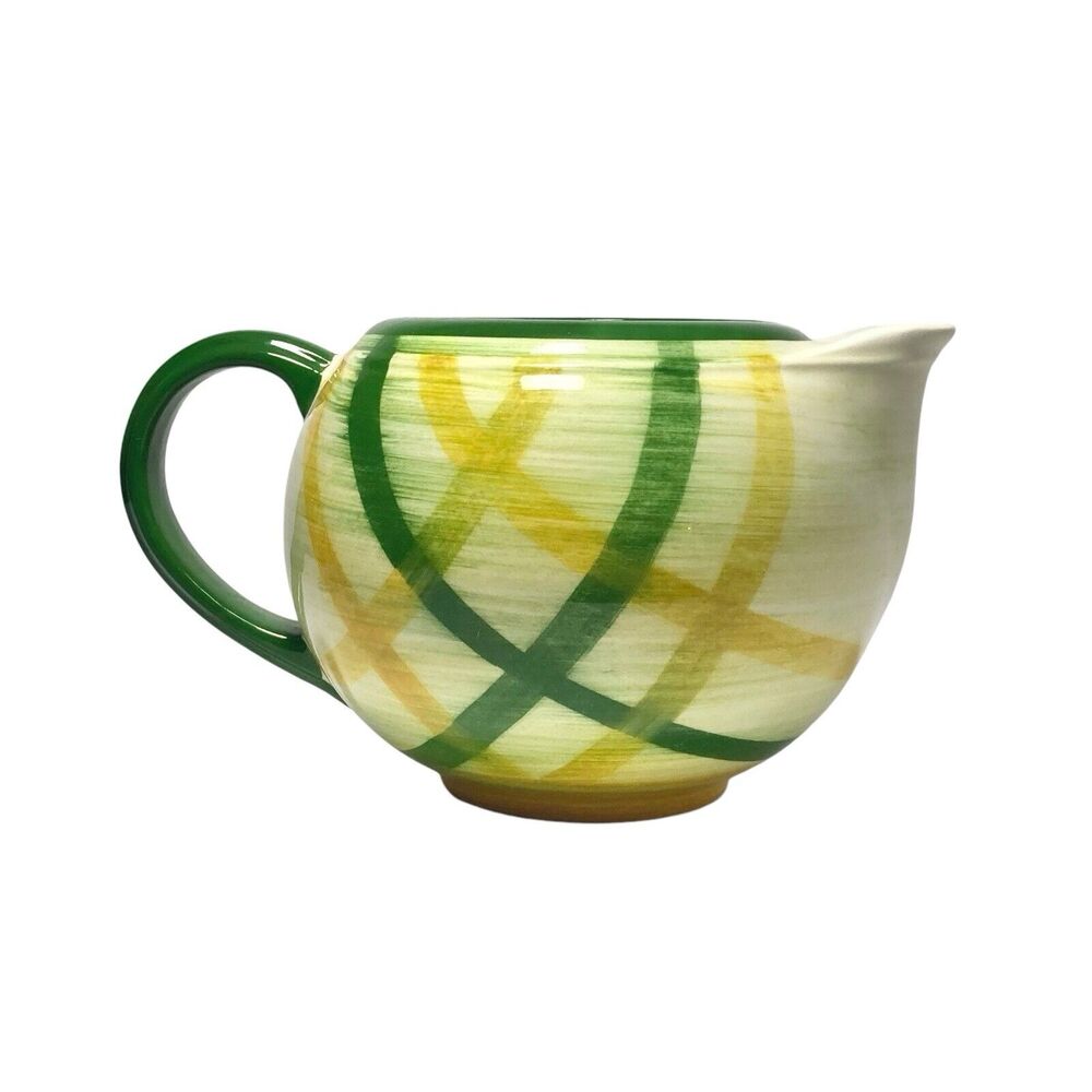 Metlox-Poppytrail (Vernonware) “Gingham” Ceramic Teapot, No Lid 4 7/8” 52oz